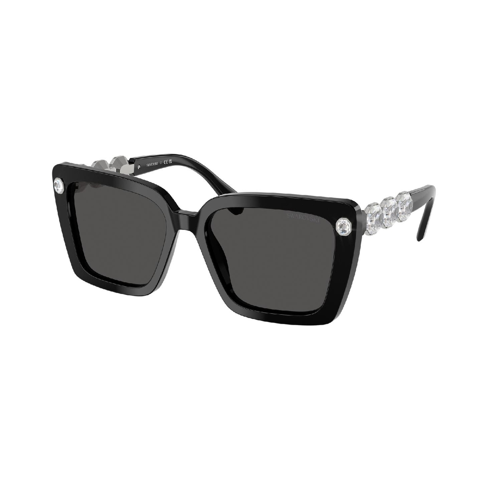 Óculos de Sol SK6032-100187-55 Swarovski Quadrado Preto Acetato