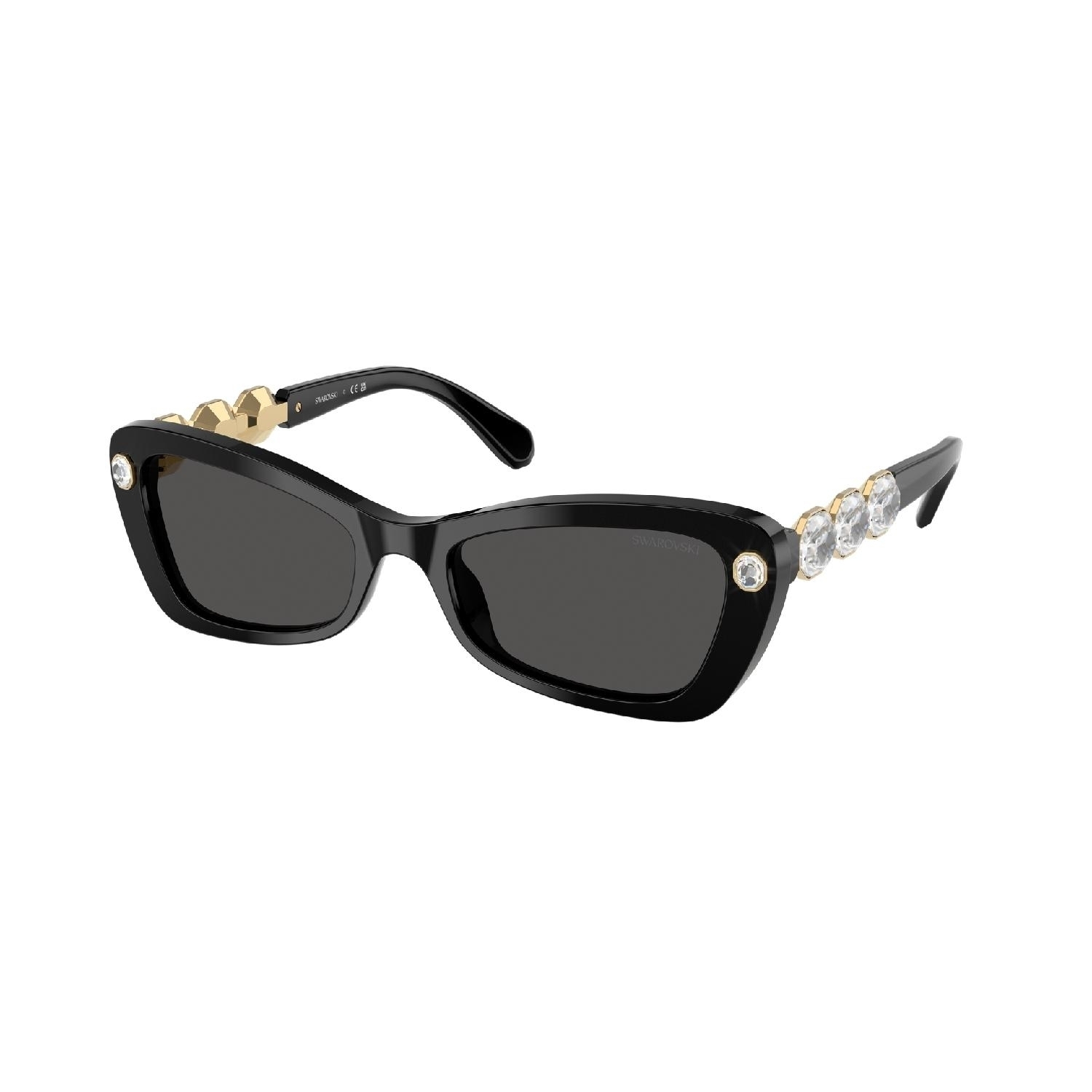 Óculos de Sol SK6033-100187-54 Swarovski Irregular Preto Acetato