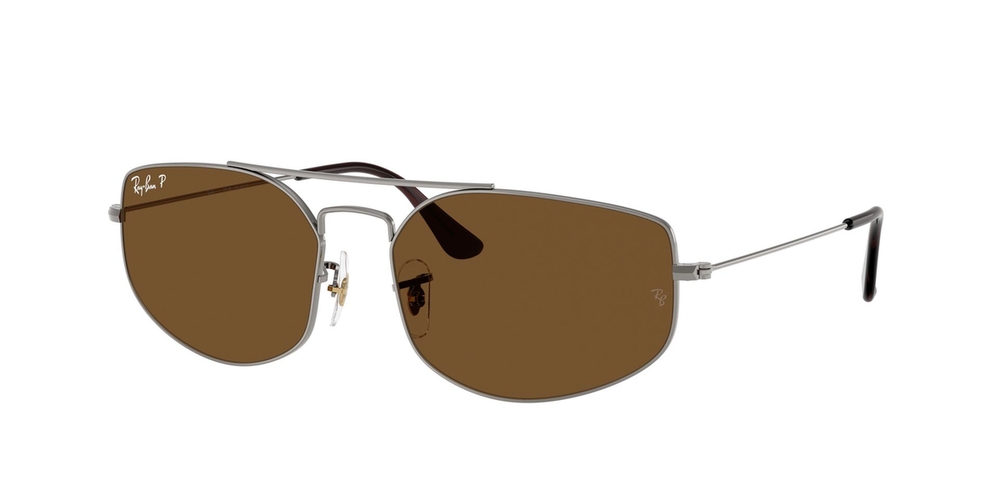 Óculos de Sol RB3845-00457-57 Ray Ban Irregular Cinza Metal