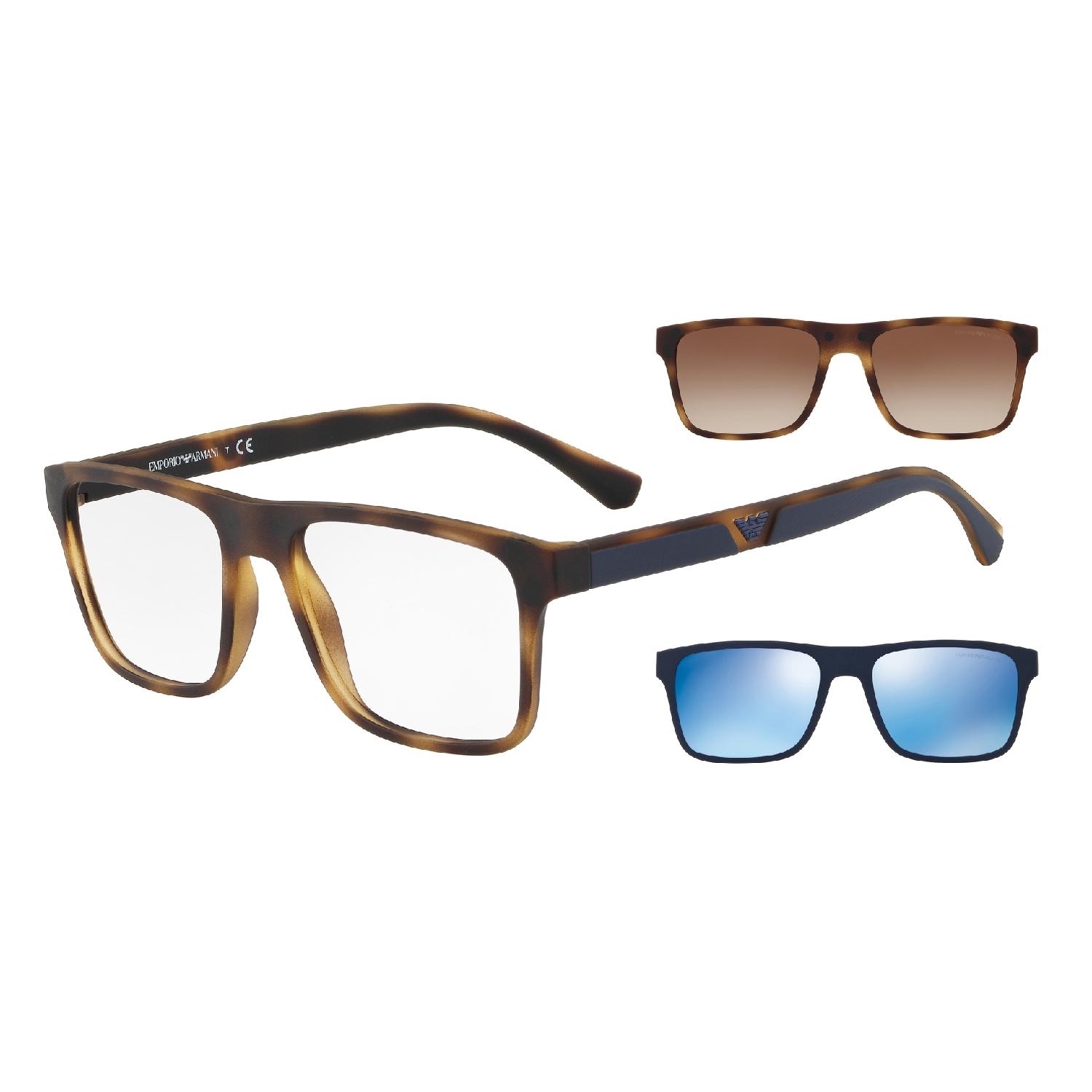 Óculos de Sol EA4115-50891W-54+2 CLIPONS Emporio Armani Retangular Tartaruga Injetado