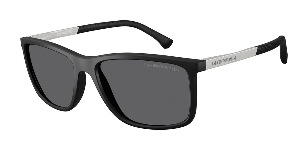 Óculos de Sol EA4058-506381-58 POL Emporio Armani Retangular Preto Injetado