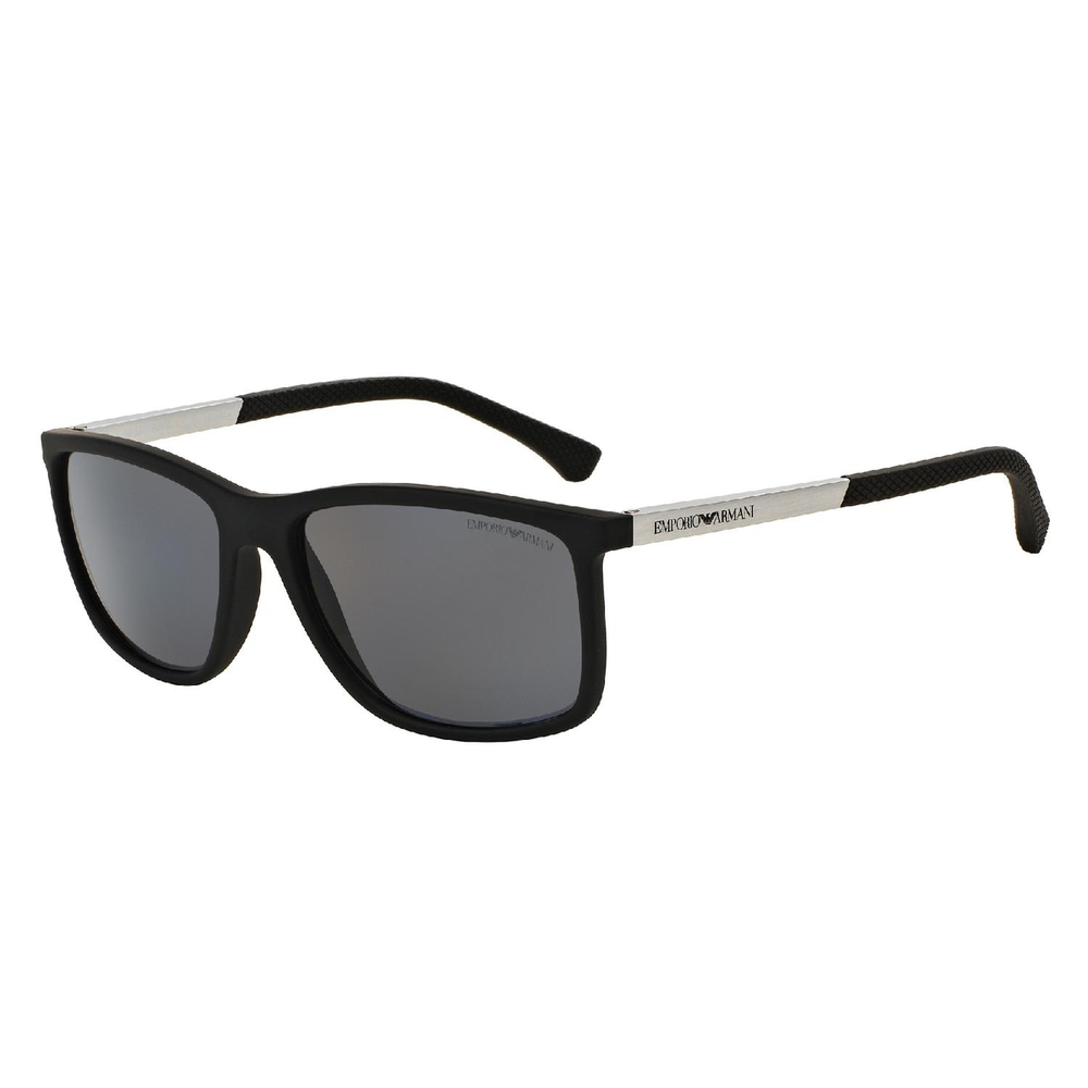 Óculos de Sol EA4058-506381-58 POL Emporio Armani Retangular Preto Injetado