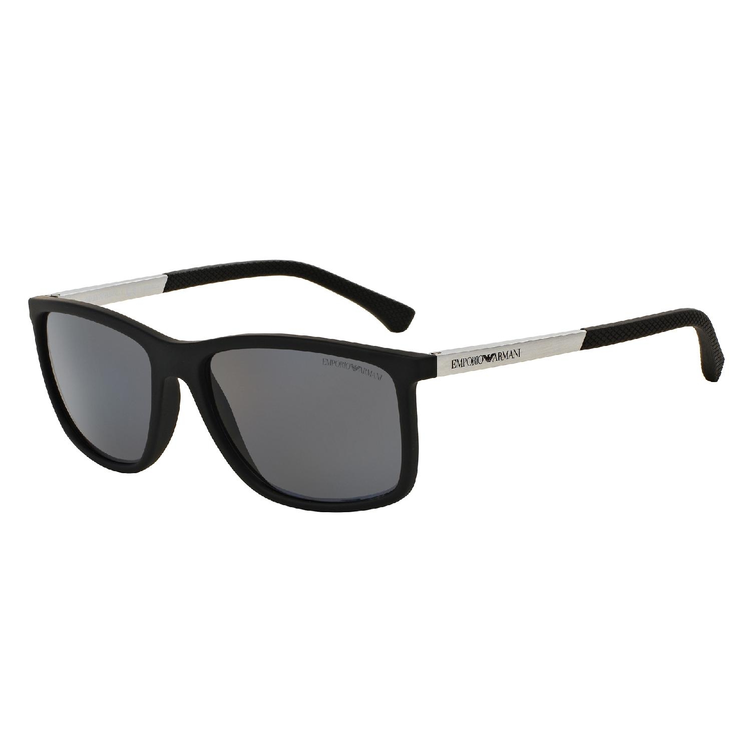 Óculos de Sol EA4058-506381-58 POL Emporio Armani Retangular Preto Injetado
