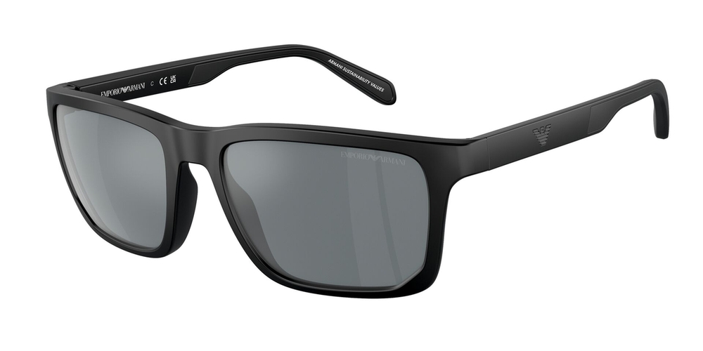 Óculos de Sol EA4219-50016G-57 Emporio Armani Retangular Preto Injetado