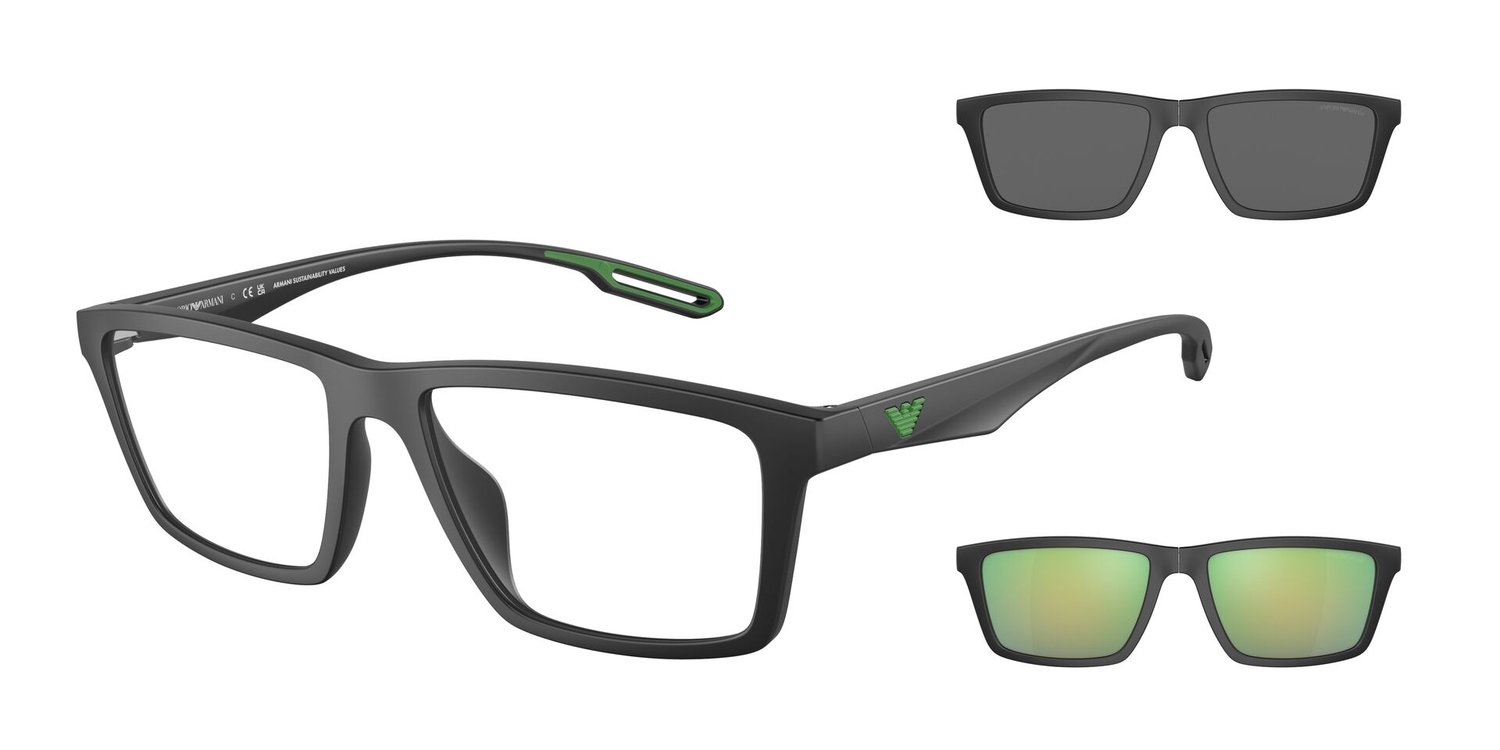 Óculos de Sol EA4189U-50011W-55 Emporio Armani Retangular Preto Injetado