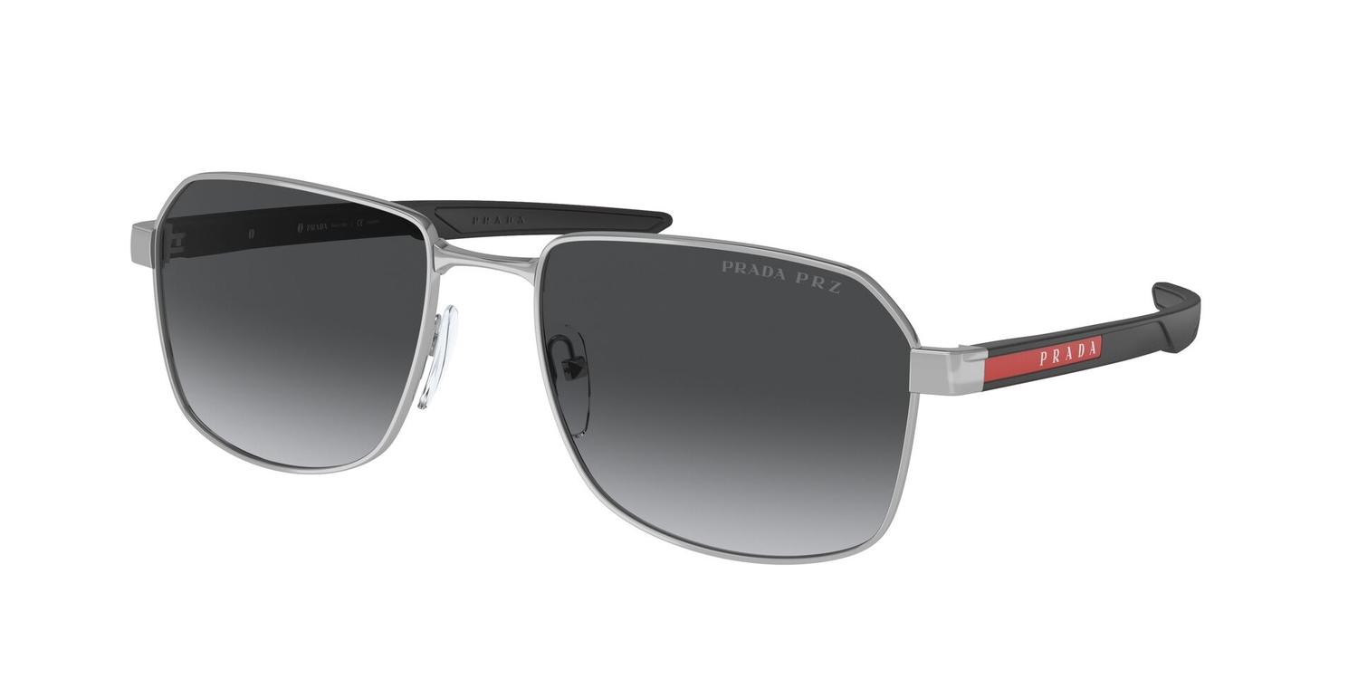 Óculos de Sol PS54WS-DG009R-57 Prada Linea Rossa Retangular Preto Metal