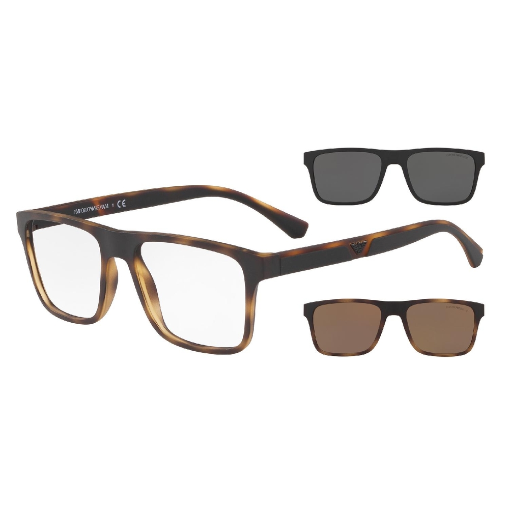 Óculos de Sol EA4115-58021W-54+2 CLIPONS Emporio Armani Retangular Tartaruga Injetado