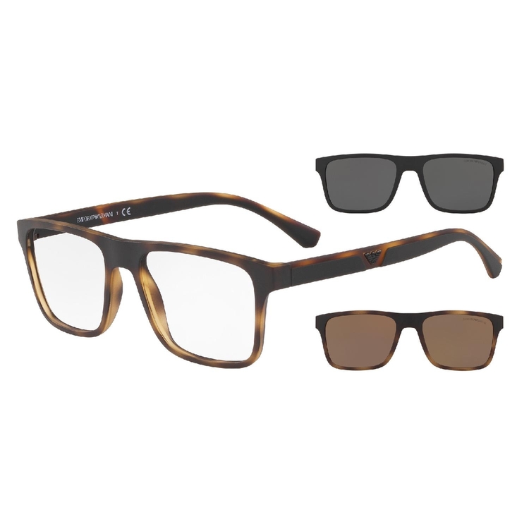 Óculos de Sol EA4115-58021W-54+2 CLIPONS Emporio Armani Retangular Tartaruga Injetado