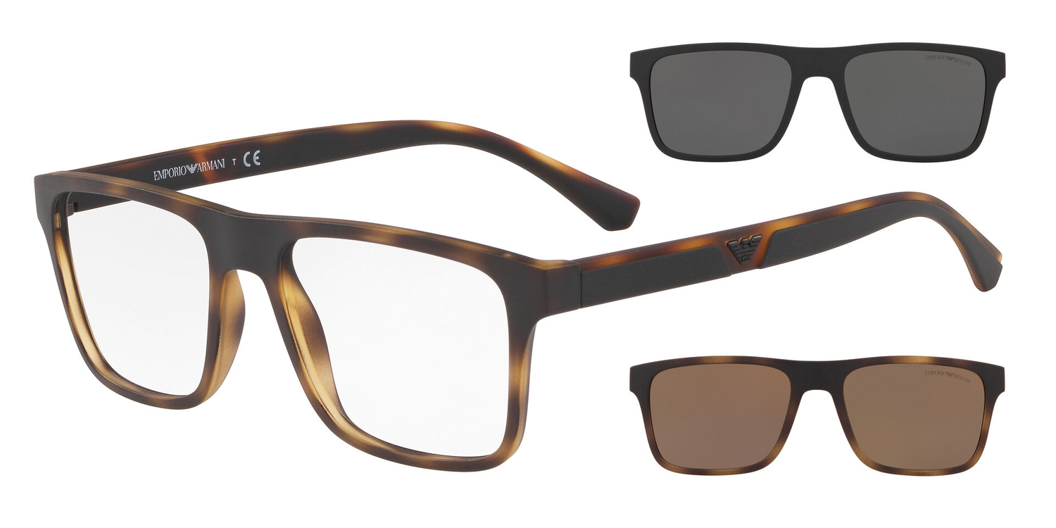 Óculos de Sol EA4115-58021W-54+2 CLIPONS Emporio Armani Retangular Tartaruga Injetado