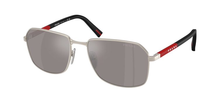 Óculos de Sol PSA51S-DG008F-57 Prada Linea Rossa Retangular Preto Metal