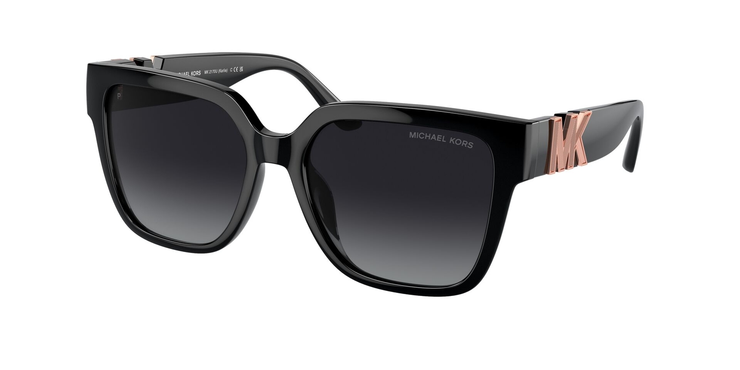 Óculos de Sol MK2170U-3005T3-54 Michael Kors Quadrado Preto Injetado