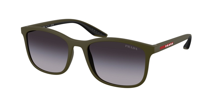 Óculos de Sol PSA08S-15X09U-56 Prada Linea Rossa Retangular Com Cantos Arredondados Verde Injetado
