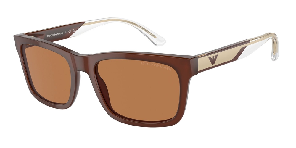 Óculos de Sol EA4224-609573-57 Emporio Armani Retangular Marrom Acetato