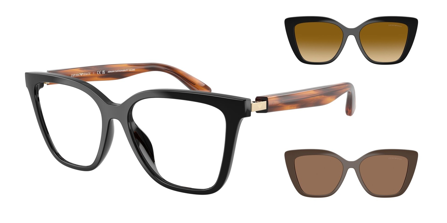 Óculos de Sol EA4254U-62681W-54 Emporio Armani Gatinho Preto Injetado