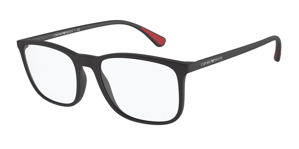 Armação de Óculos de Grau EA3177-5042-55 Emporio Armani Retangular Preto Injetado