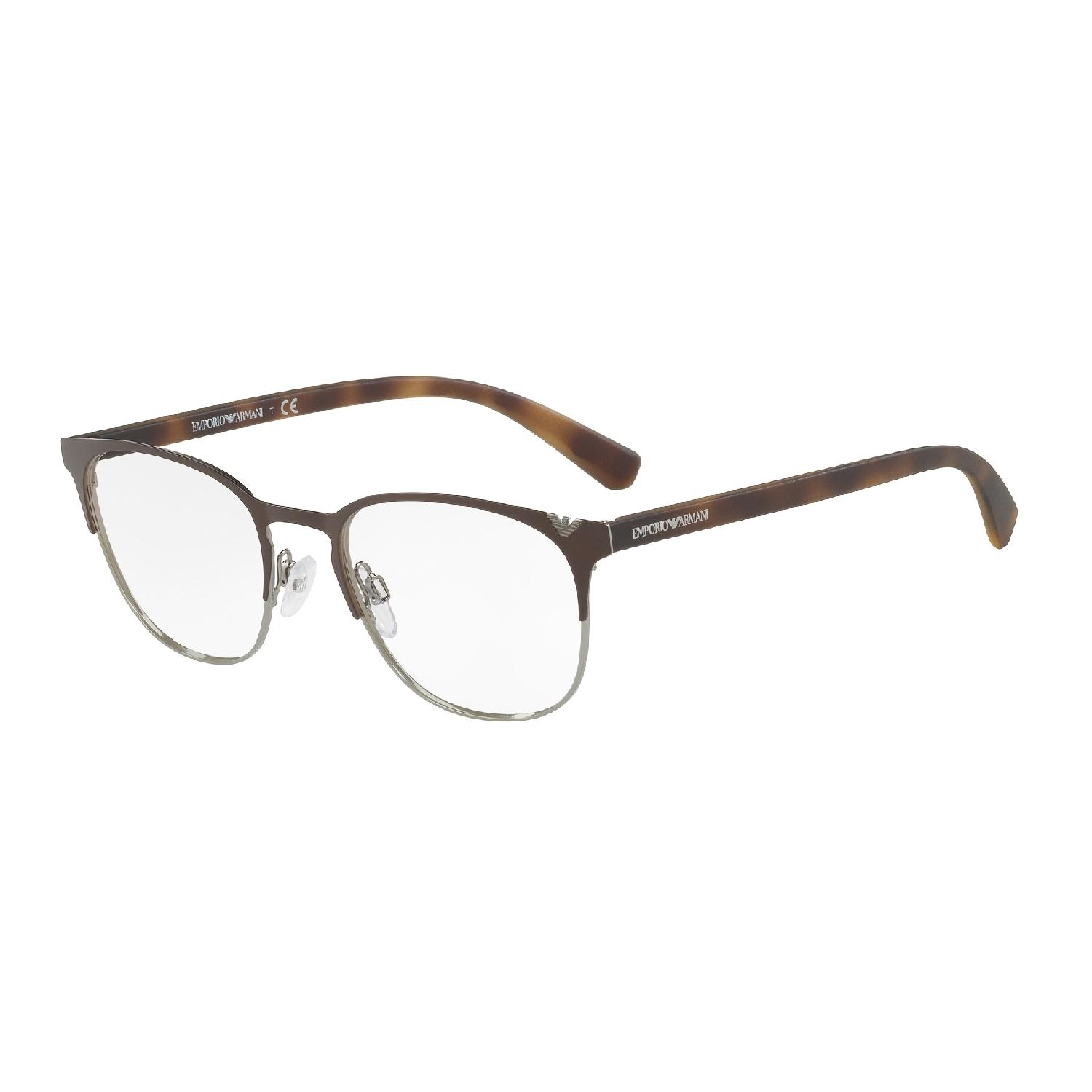 Armação de Óculos de Grau EA1059-3179-53 Emporio Armani Oval Marrom Metal