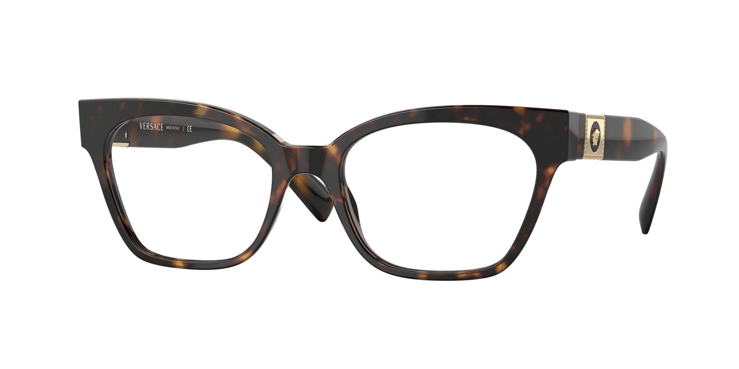 Armação de Óculos de Grau VE3294-108-53 Versace Gatinho Tartaruga Acetato