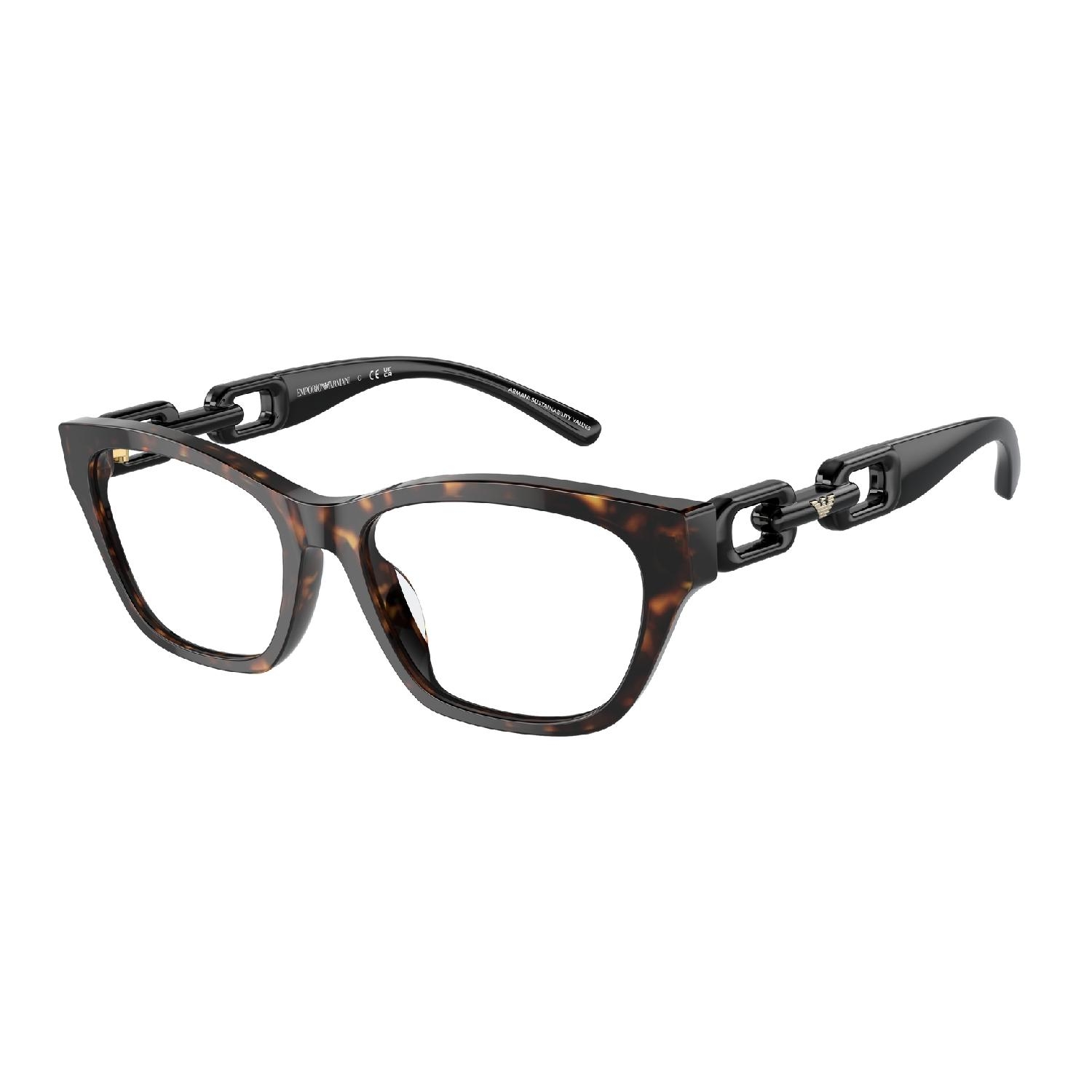 Armação de Óculos de Grau EA3223U-5026-54 Emporio Armani Gatinho Tartaruga Acetato