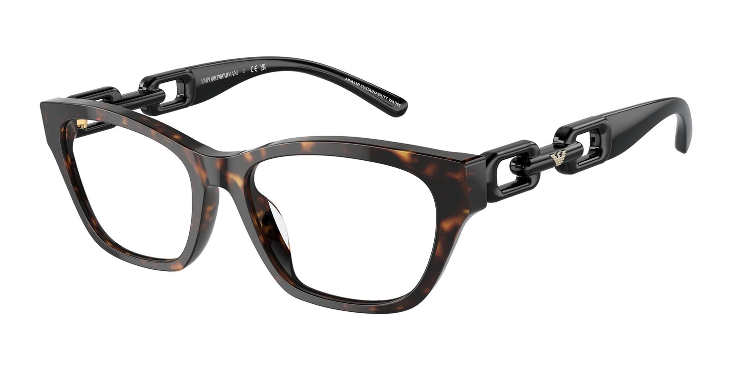 Armação de Óculos de Grau EA3223U-5026-54 Emporio Armani Gatinho Tartaruga Acetato