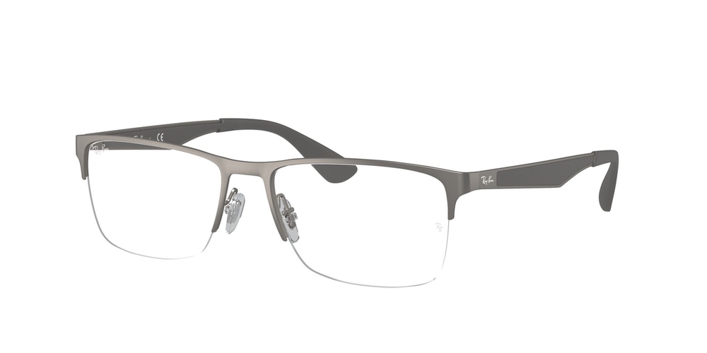 Armação de Óculos de Grau RX6335-2855-56 Ray Ban Retangular Cinza Metal