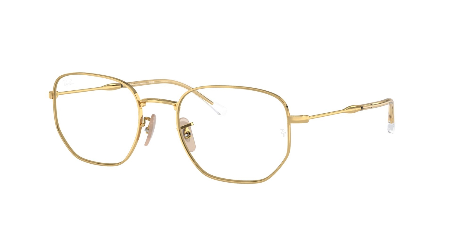 Armação de Óculos de Grau RX6496L-2500-53 Ray Ban Irregular Ouro Metal