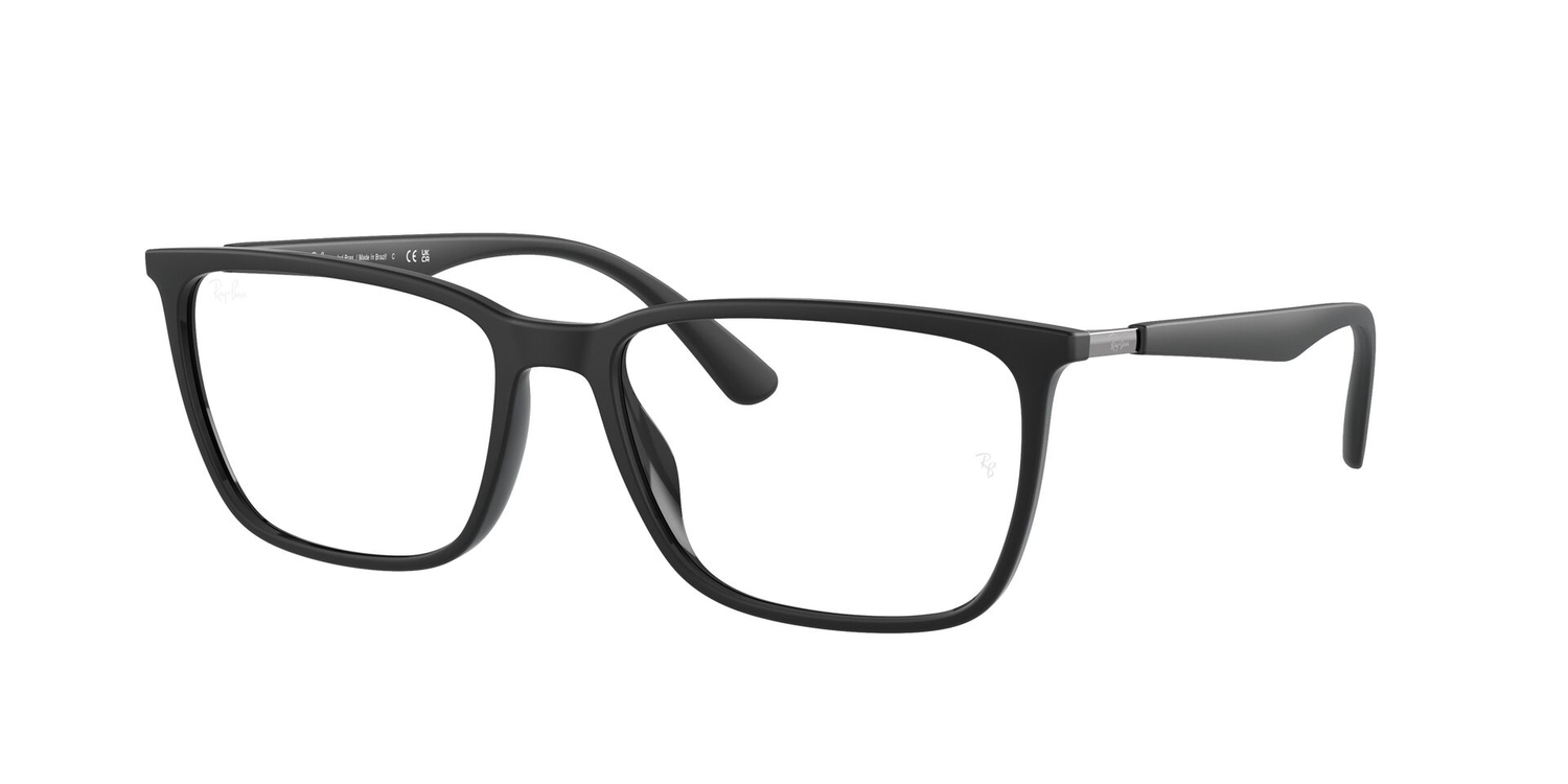Armação de Óculos de Grau RX7219L-5196-57 Ray Ban Retangular Preto Injetado