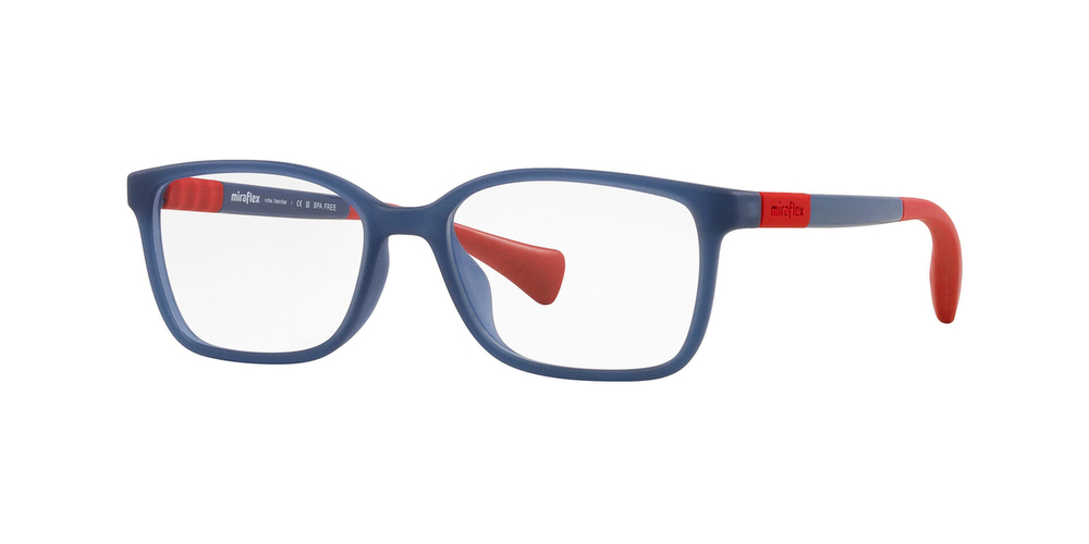 Armação de Óculos de Grau MF4013-L372-49 Miraflex Retangular Com Cantos Arredondados Azul Injetado