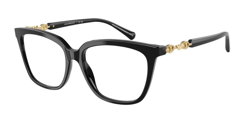 Armação de Óculos de Grau EA3248-5017-55 Emporio Armani Gatinho Preto Acetato