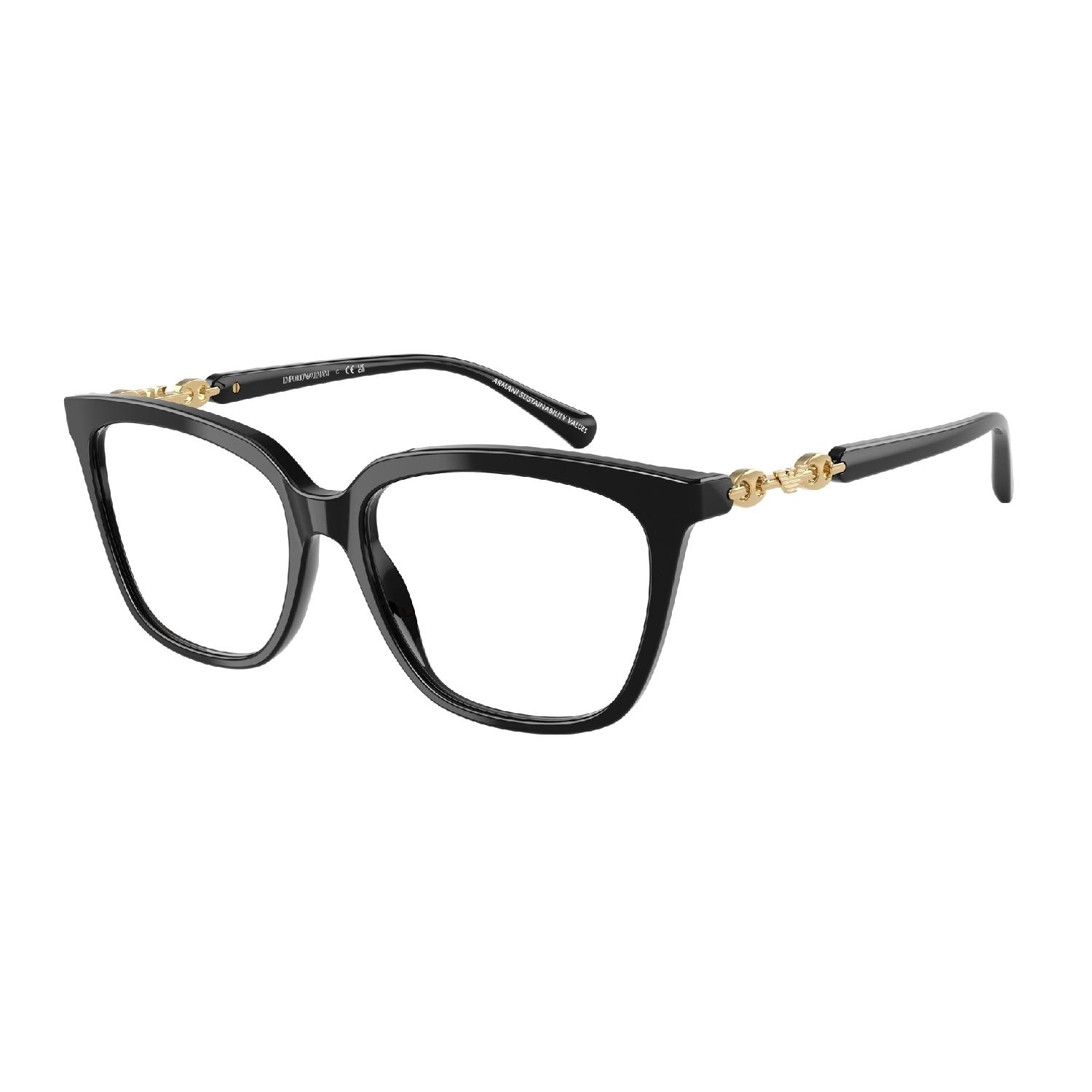 Armação de Óculos de Grau EA3248-5017-55 Emporio Armani Gatinho Preto Acetato