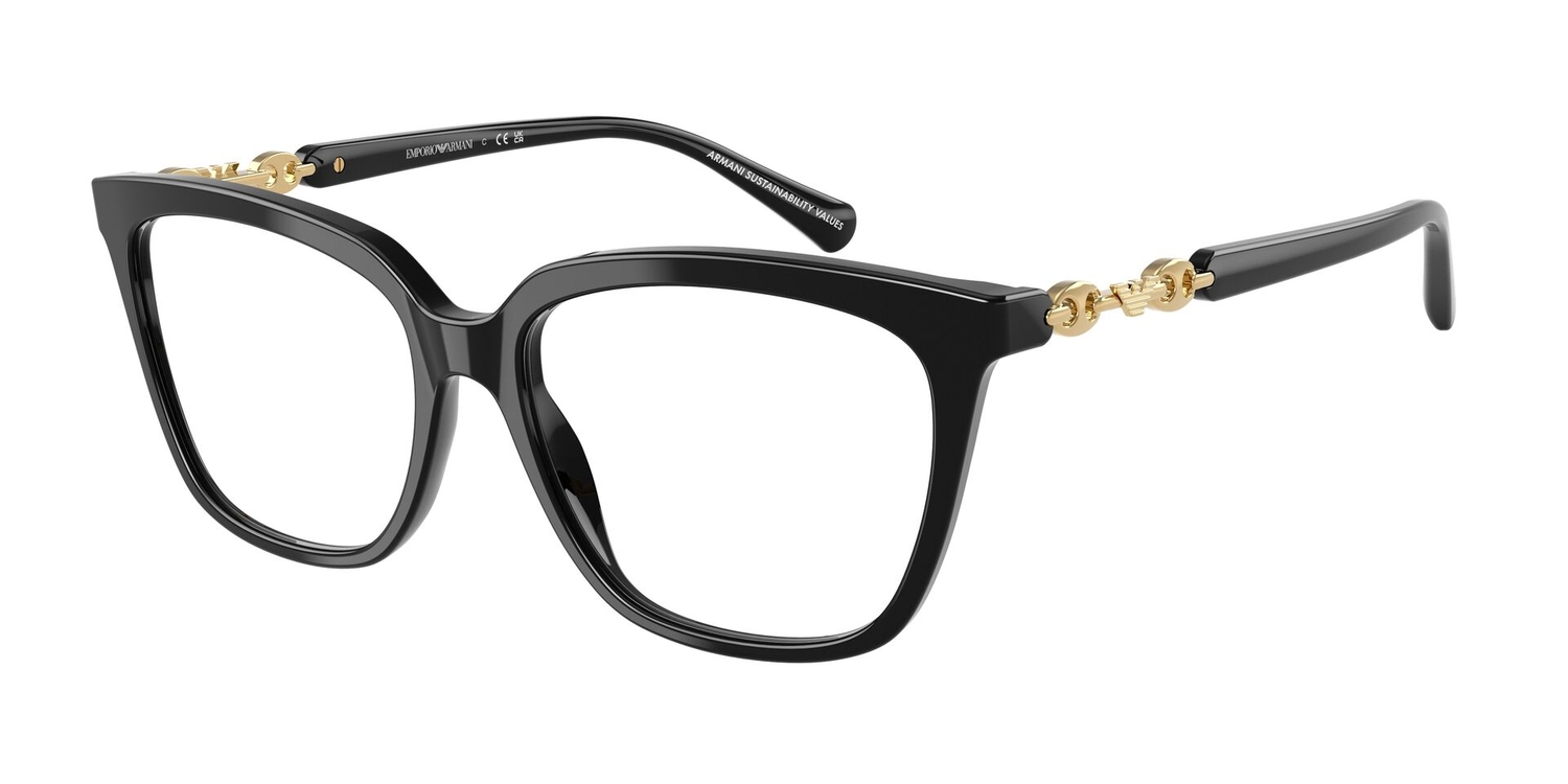 Armação de Óculos de Grau EA3248-5017-55 Emporio Armani Gatinho Preto Acetato