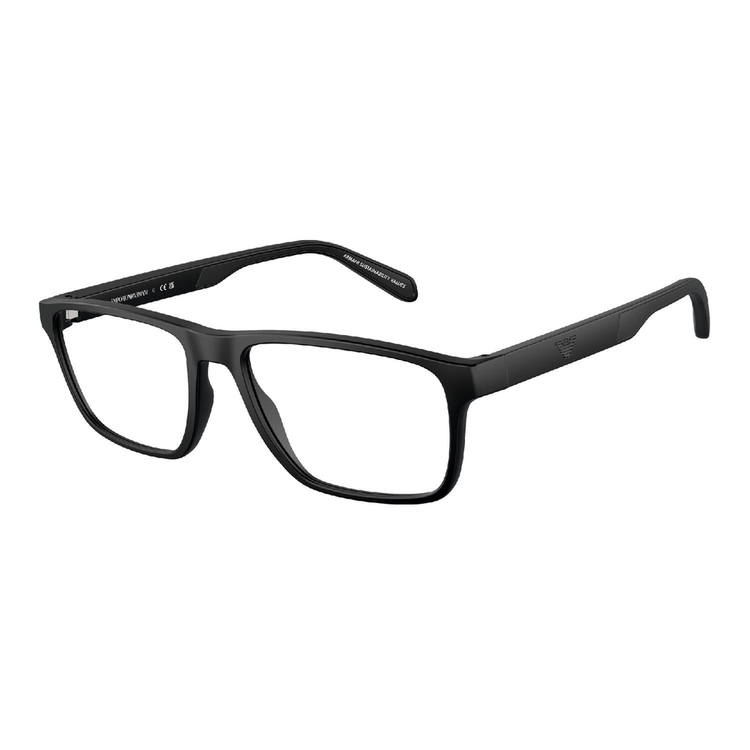 Armação de Óculos de Grau EA3233-5001-56 Emporio Armani Retangular Preto Injetado