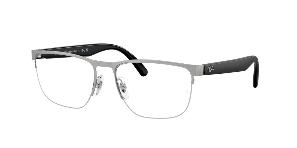 Armação de Óculos de Grau RX6525L-2595-56 Ray Ban Retangular Prata Metal