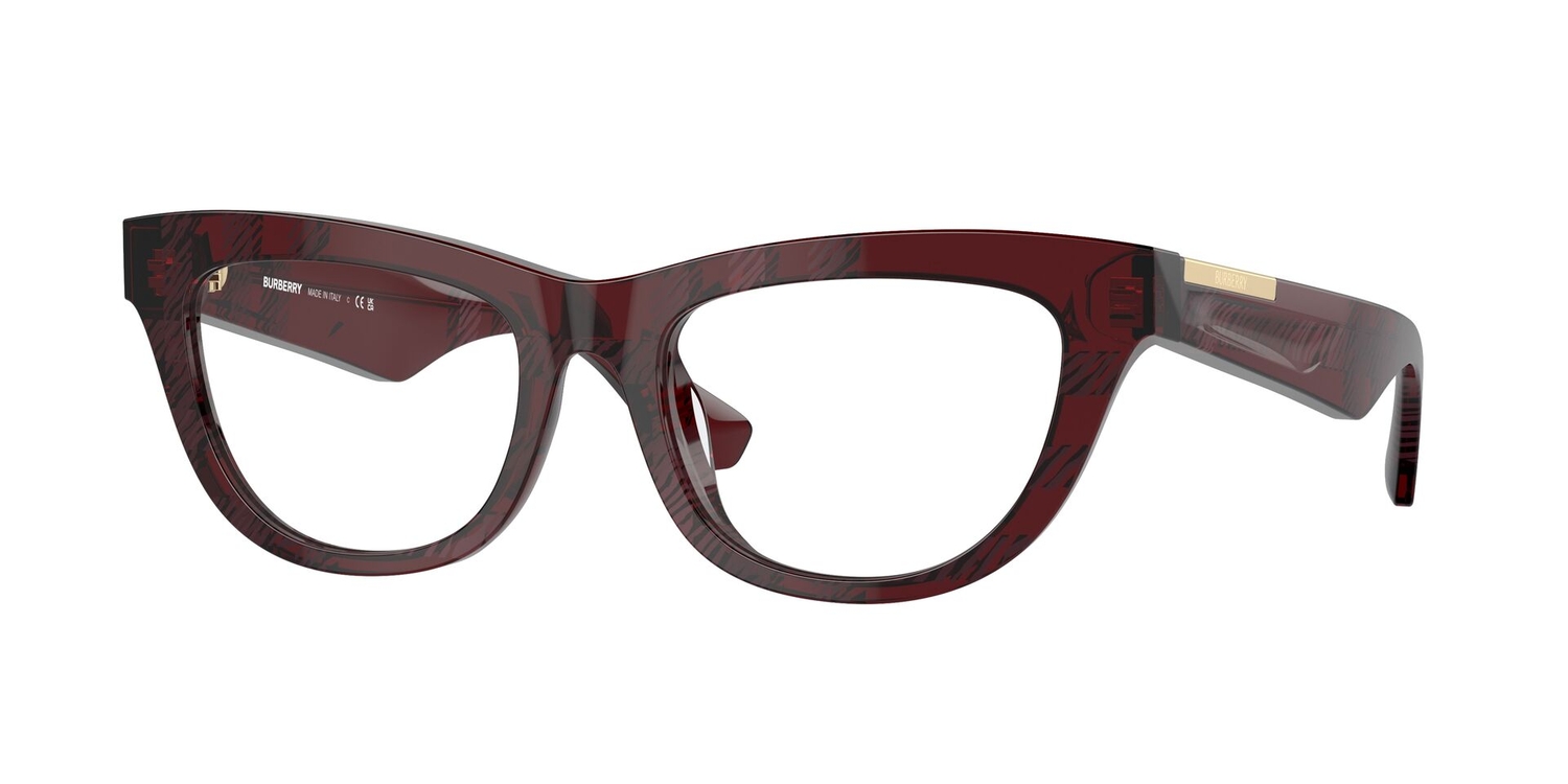 Armação de Óculos de Grau BE2406U-4115-52 Burberry Retangular Vermelho Acetato