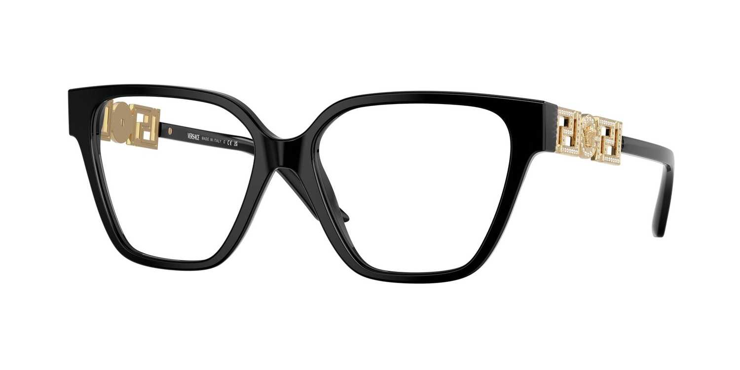 Armação de Óculos de Grau VE3358B-GB1-54 Versace Irregular Preto Acetato