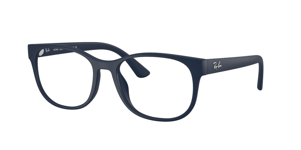 Armação de Óculos de Grau RX7253L-5412-55 Ray Ban Retangular Com Cantos Arredondados Azul Injetado