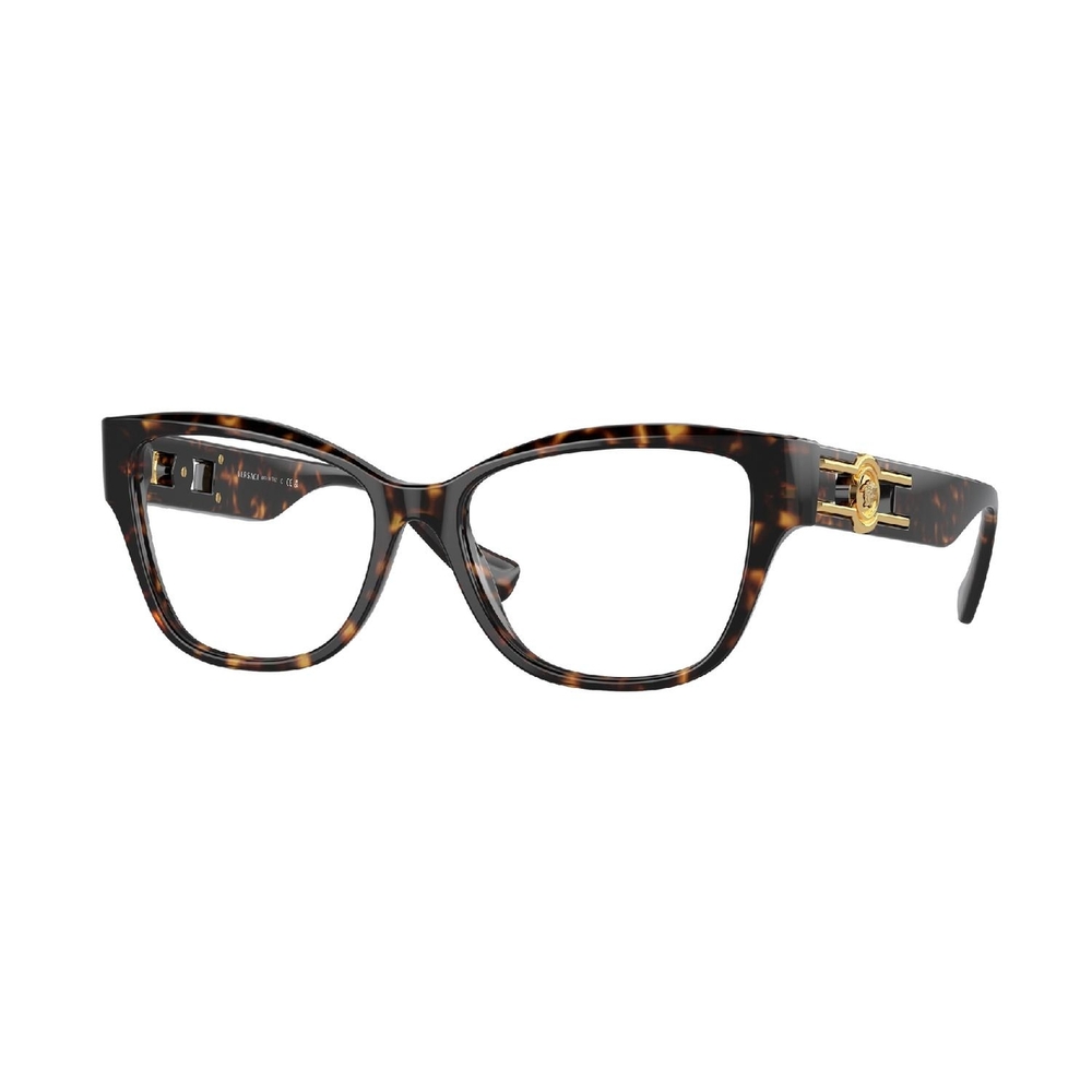 Armação de Óculos de Grau VE3347-108-54 Versace Retangular Com Cantos Arredondados Tartaruga Acetato
