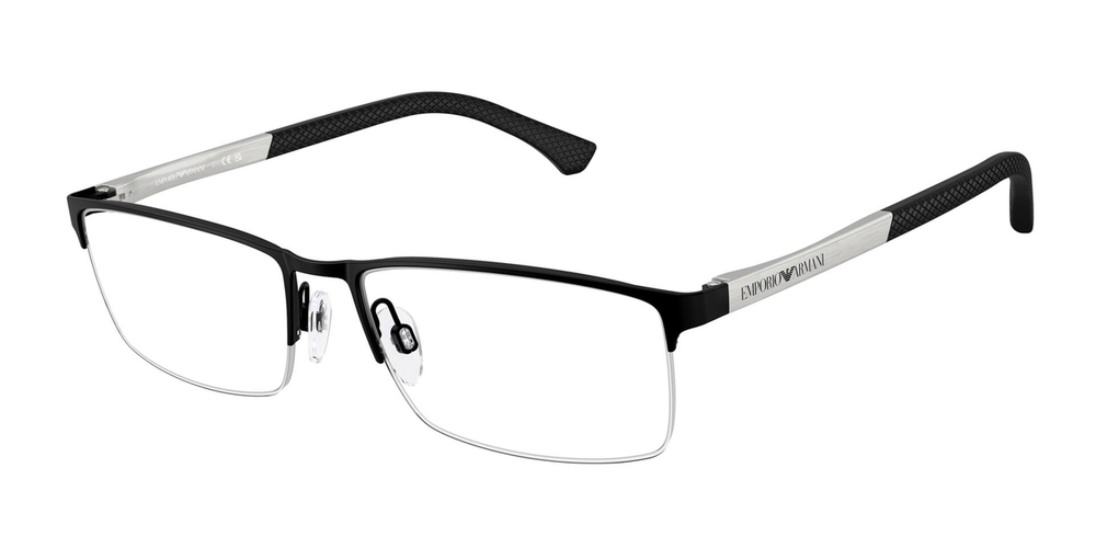 Armação de Óculos de Grau EA1041-3094-55 Emporio Armani Retangular Preto Metal