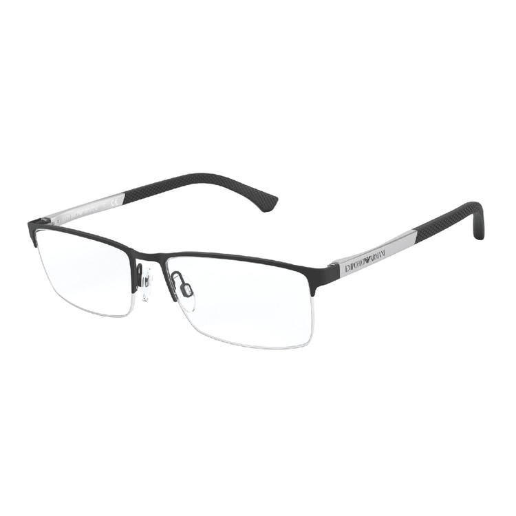 Armação de Óculos de Grau EA1041-3094-55 Emporio Armani Retangular Preto Metal