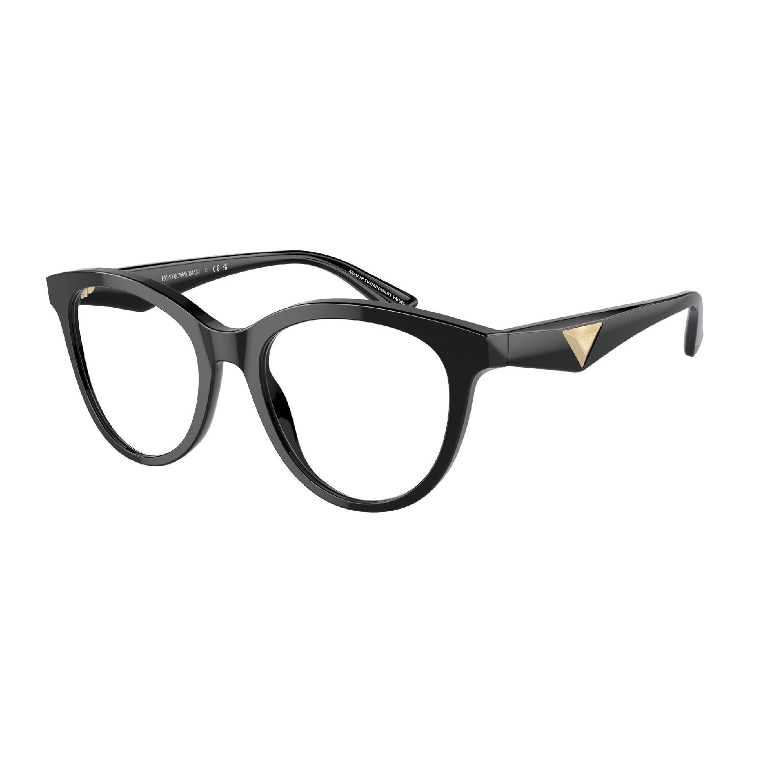 Armação de Óculos de Grau EA3236-5017-52 Emporio Armani Gatinho Preto Acetato