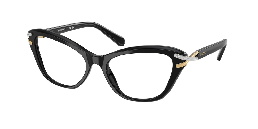 Armação de Óculos de Grau SK2031-1001-55 Swarovski Gatinho Preto Acetato