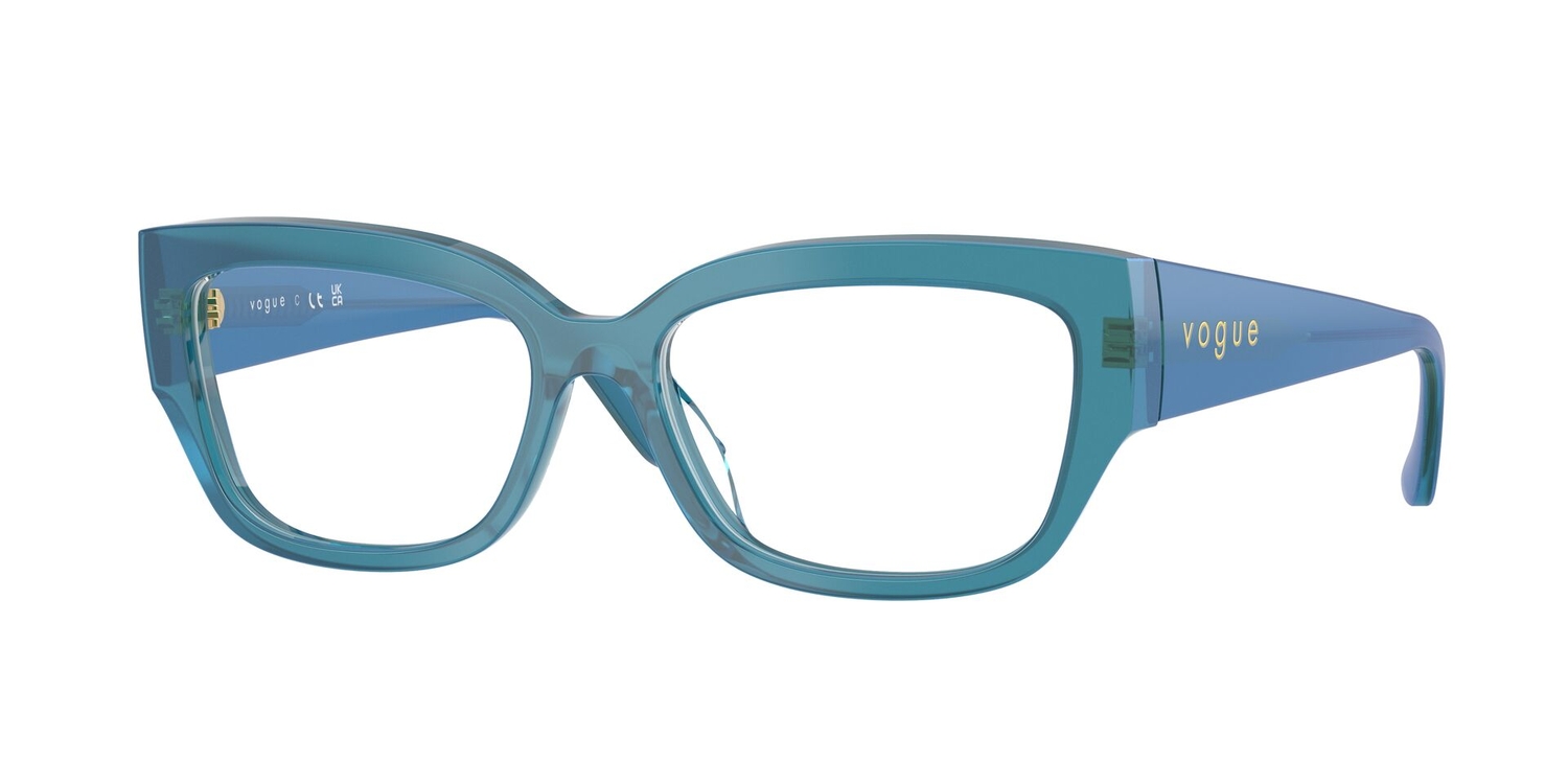 Armação de Óculos de Grau VO5639U-3237-54 Vogue Retangular Com Cantos Arredondados Azul Acetato