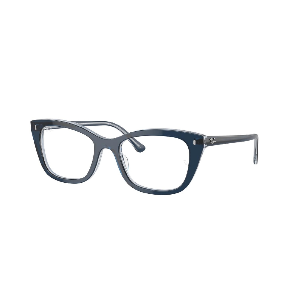 Armação de Óculos de Grau RX5433-8324-52 Ray Ban Retangular Com Cantos Arredondados Azul Acetato