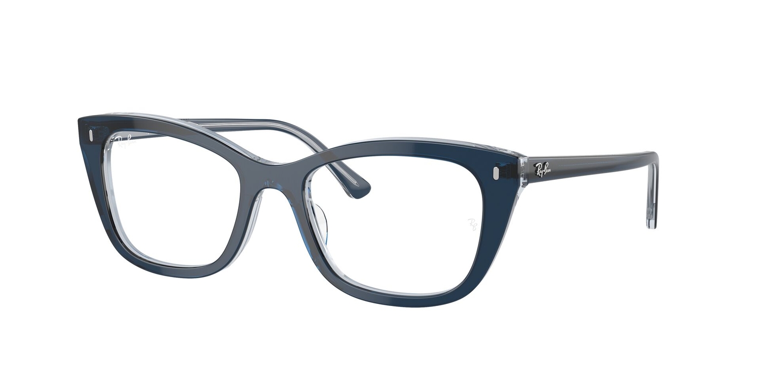 Armação de Óculos de Grau RX5433-8324-52 Ray Ban Retangular Com Cantos Arredondados Azul Acetato