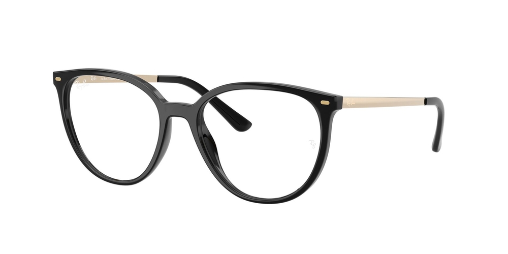 Armação de Óculos de Grau RX7246L-8277-53 Ray Ban Redondo Preto Injetado