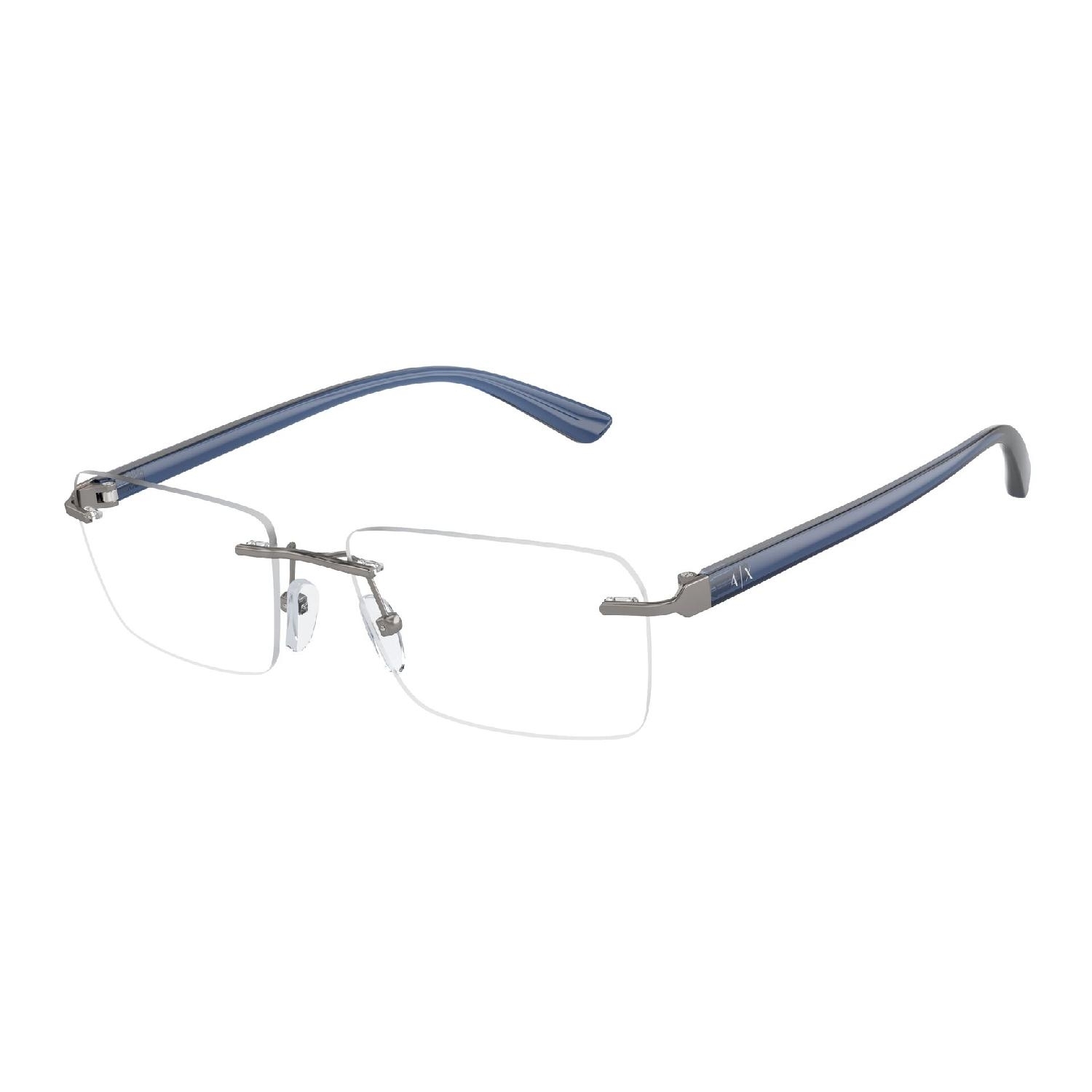 Armação de Óculos de Grau AX1064-6017-56 Armani Exchange Retangular Cinza Metal