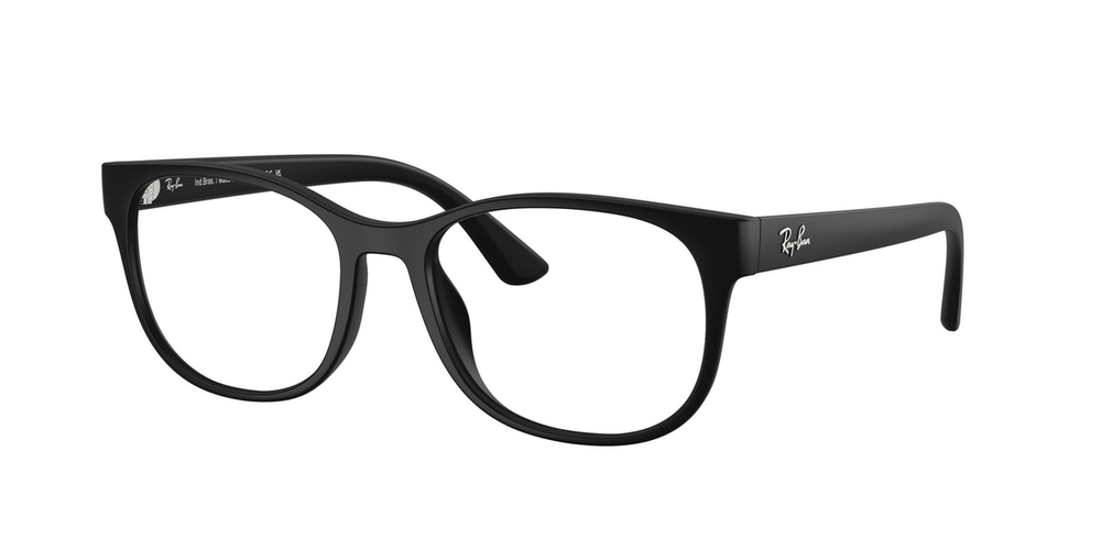 Armação de Óculos de Grau RX7253L-5196-55 Ray Ban Retangular Com Cantos Arredondados Preto Injetado