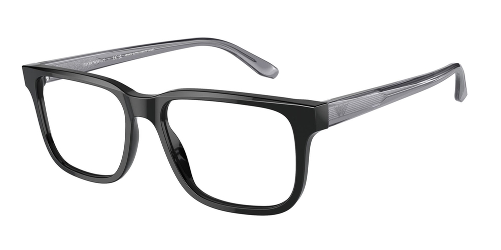 Armação de Óculos de Grau EA3218-5017-55 Emporio Armani Retangular Preto Acetato