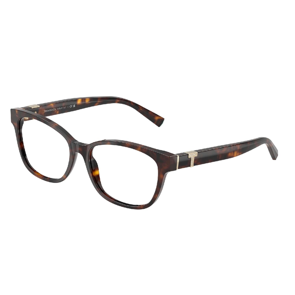 Armação de Óculos de Grau TF2270B-8015-55 Tiffany & Co Retangular Com Cantos Arredondados Tartaruga Acetato