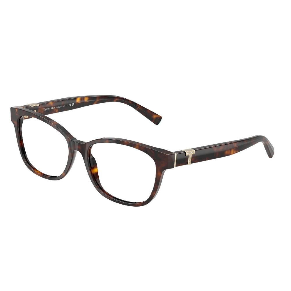 Armação de Óculos de Grau TF2270B-8015-55 Tiffany & Co Retangular Com Cantos Arredondados Tartaruga Acetato