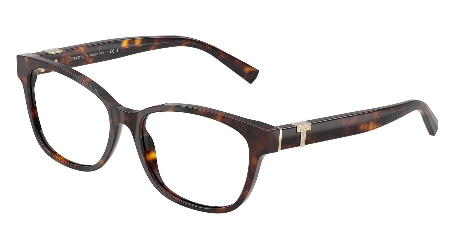 Armação de Óculos de Grau TF2270B-8015-55 Tiffany & Co Retangular Com Cantos Arredondados Tartaruga Acetato